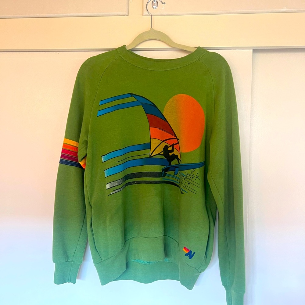 Aviator Nation Crew Sweatshirt in Kelly Green / S